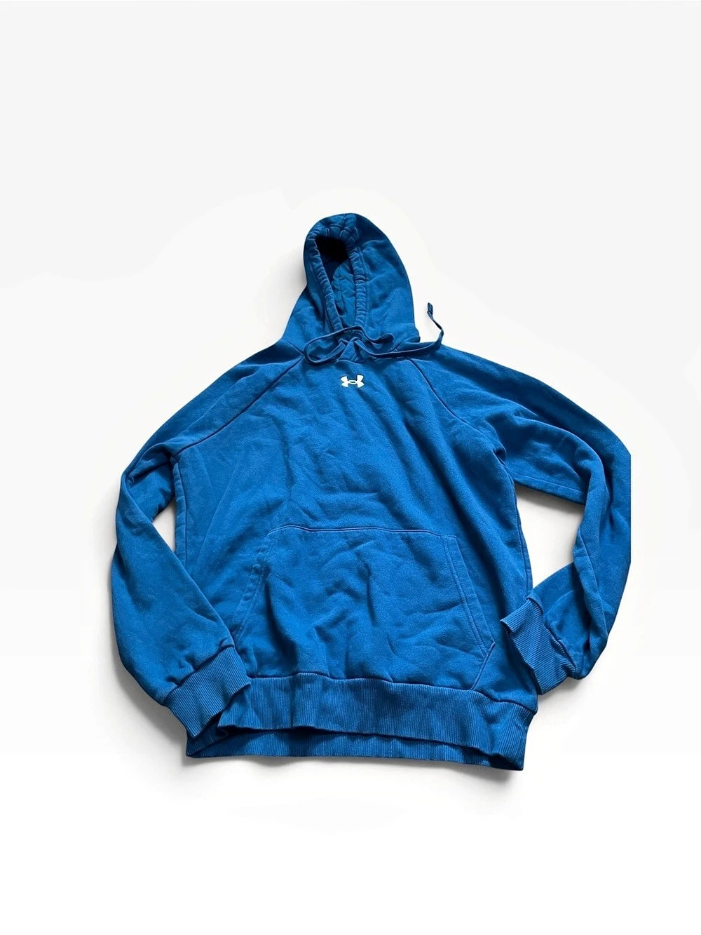Under Armour Mens Essential Fleece Hoodie Blue Size Small Centered Logo